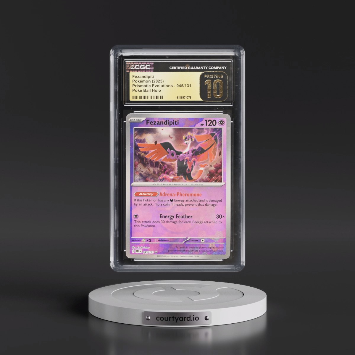 2024 Prismatic Evolutions - PRE EN #045/131 Fezandipiti - Poké Ball Holo (CGC 10 PRISTINE)