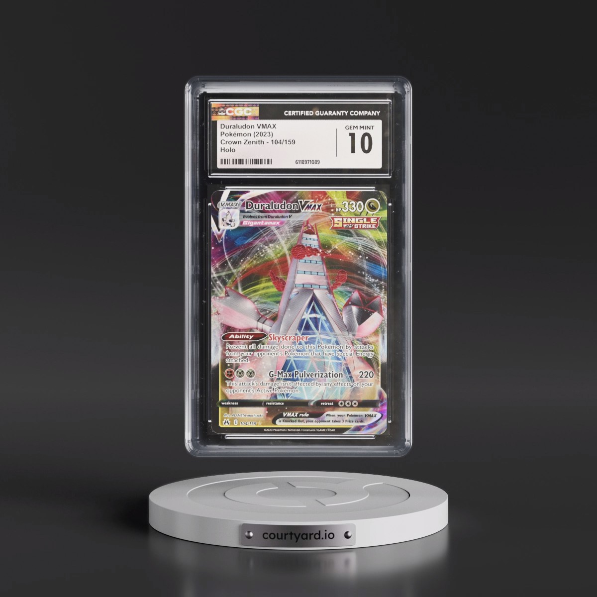 2023 Crown Zenith #104/159 Duraludon VMAX - Holo (CGC 10 GEM MINT)
