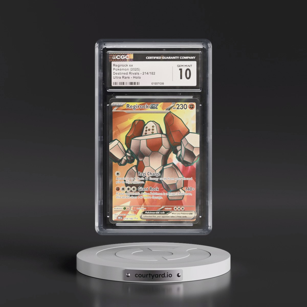 2025 Destined Rivals - DRI EN #214/182 Regirock ex - Ultra Rare Holo (CGC 10 GEM MINT)