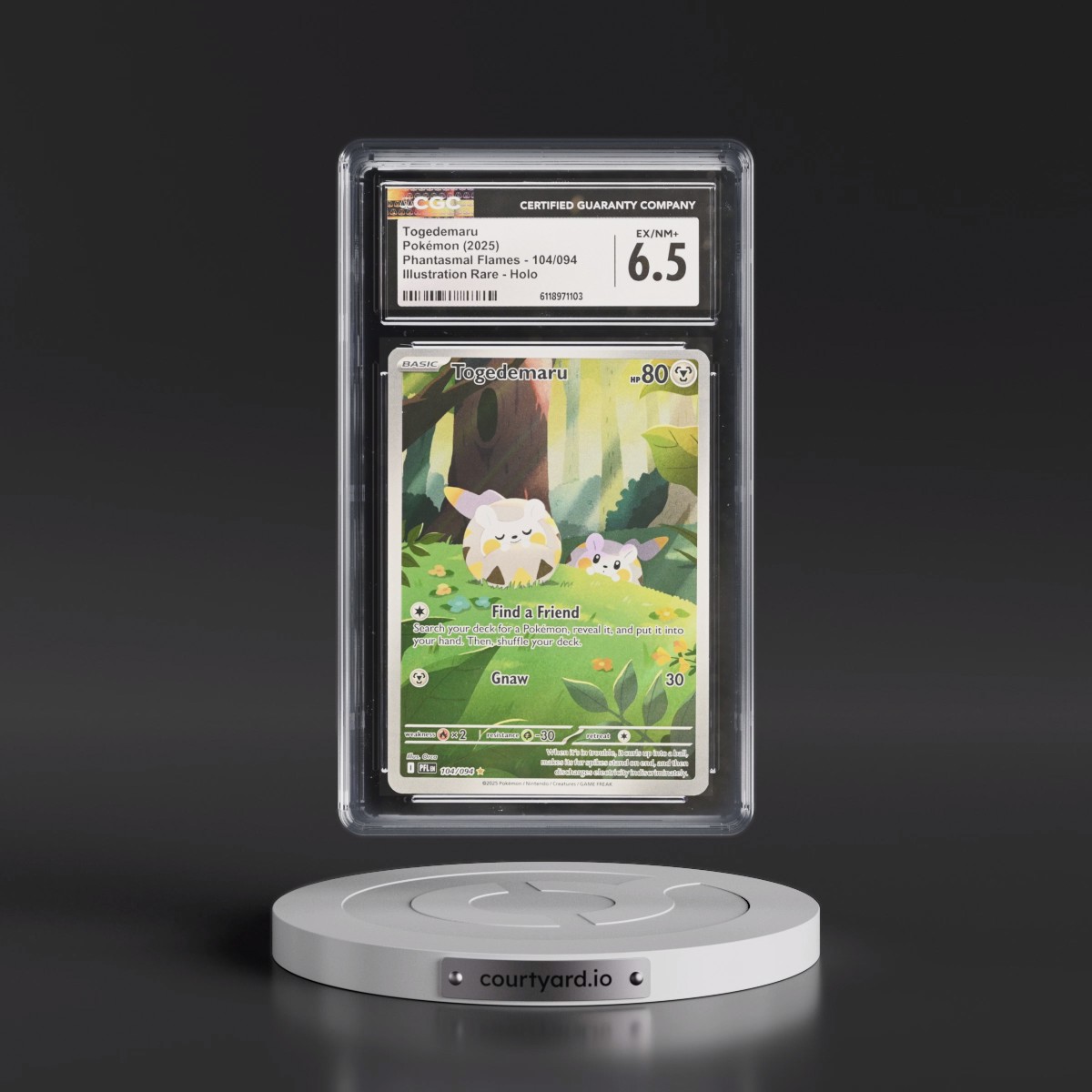 2025 Phantasmal Flames - PFL EN #104/094 Togedemaru - Illustration Rare Holo (CGC 6.5 EX-NM+)