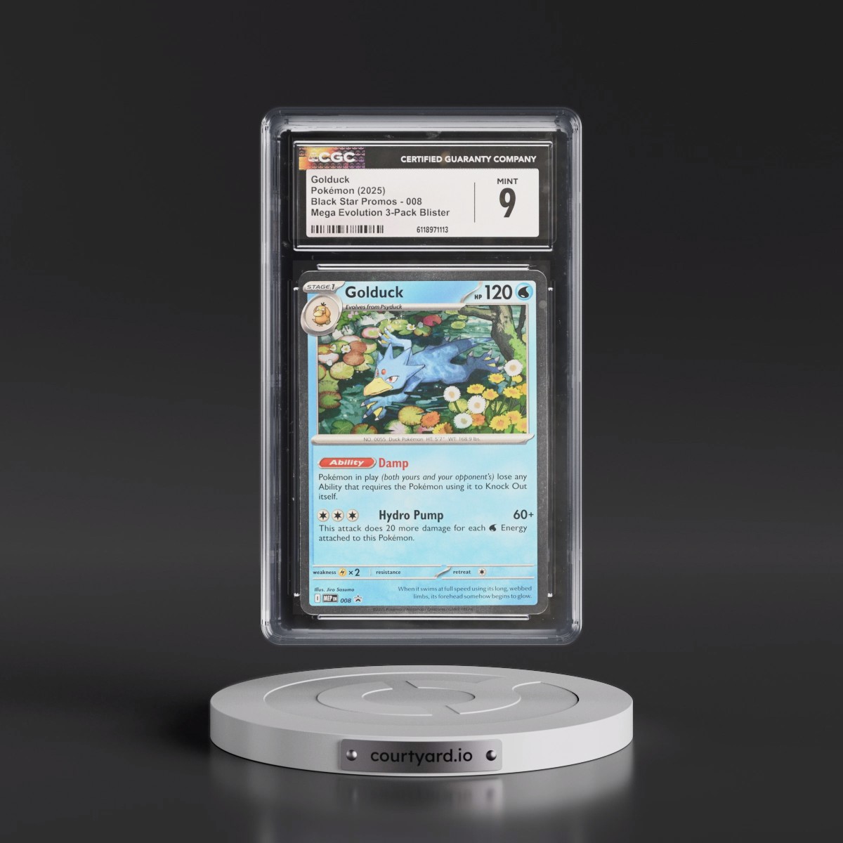 2025 Black Star Promos - Mega Evolution MEP EN #008 Golduck - Mega Evolution 3-Pack Blister (Cosmos Holo) (CGC 9 MINT)