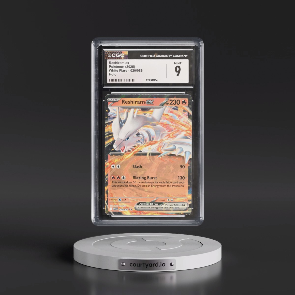 2025 White Flare - WHT EN #020/086 Reshiram ex - Holo (CGC 9 MINT)