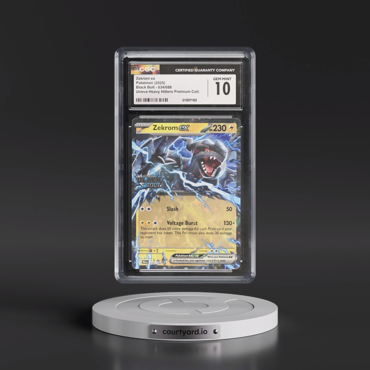 2025 Black Bolt - BLK EN #034/086 Zekrom ex - Unova Heavy Hitters Premium Collection (Holo) (CGC 10 GEM MINT)