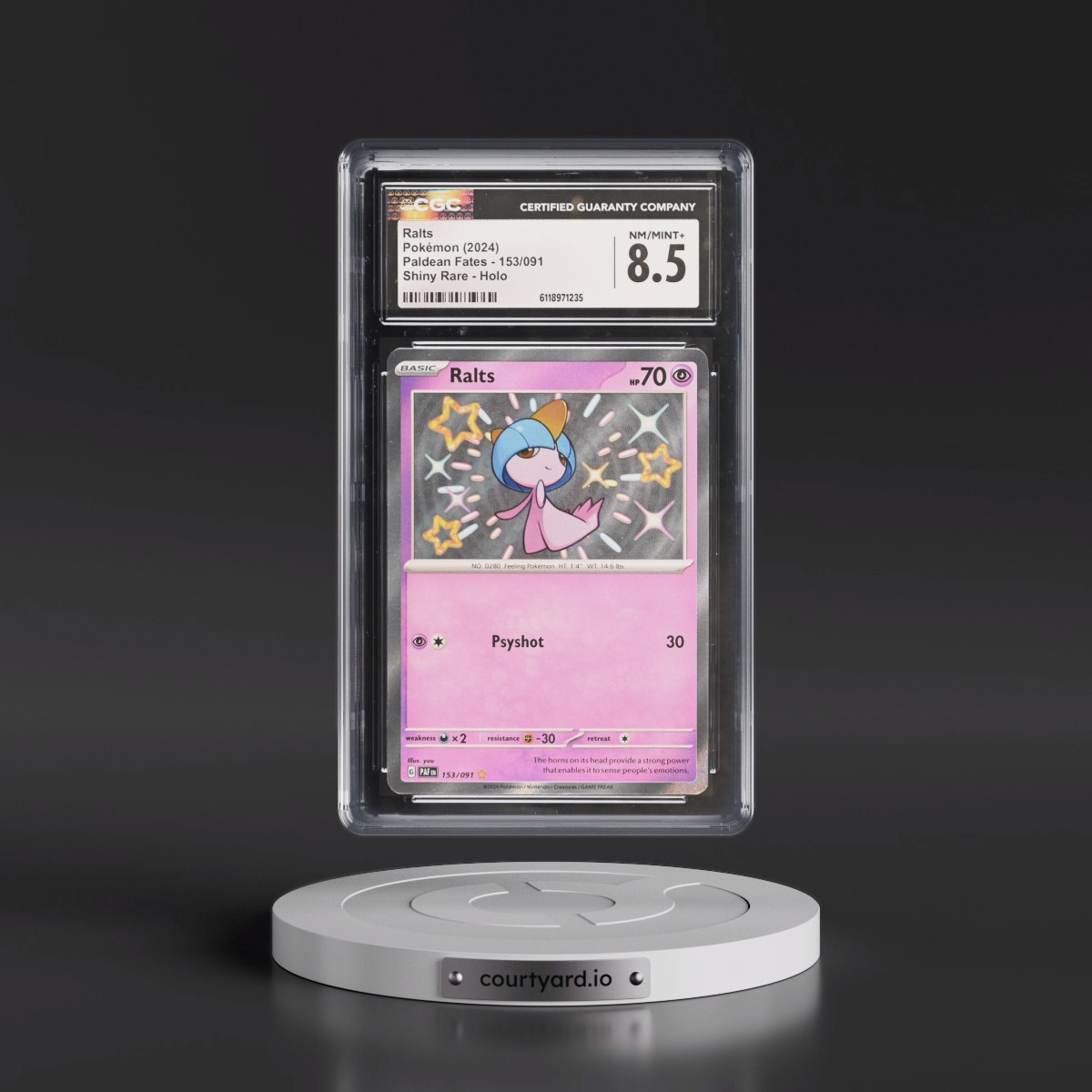 2024 Paldean Fates - PAF EN #153/091 Ralts - Shiny Rare Holo (CGC 8.5 NM-MT+)