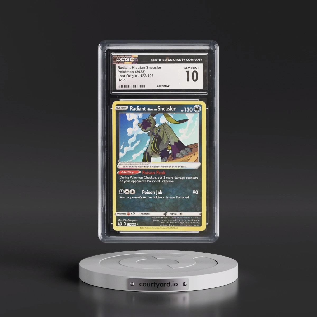 2022 Lost Origin #123/196 Radiant Hisuian Sneasler - Holo (CGC 10 GEM MINT)