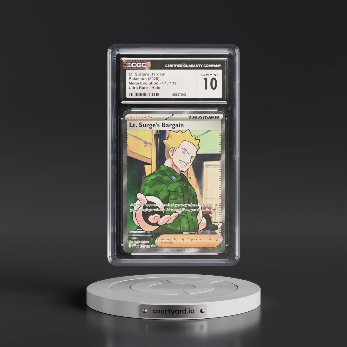 2025 Mega Evolution - MEG EN #170/132 Lt. Surge's Bargain - Ultra Rare Holo (CGC 10 GEM MINT)