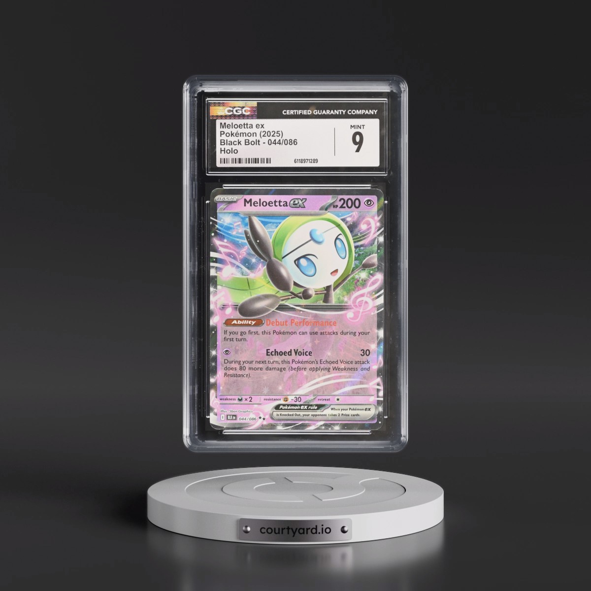 2025 Black Bolt - BLK EN #044/086 Meloetta ex - Holo (CGC 9 MINT)