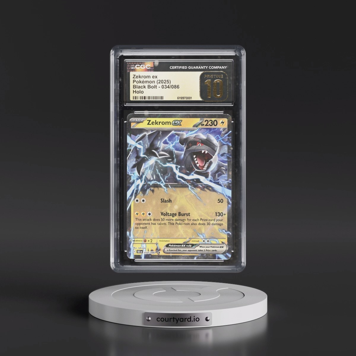 2025 Black Bolt - BLK EN #034/086 Zekrom ex - Holo (CGC 10 PRISTINE)