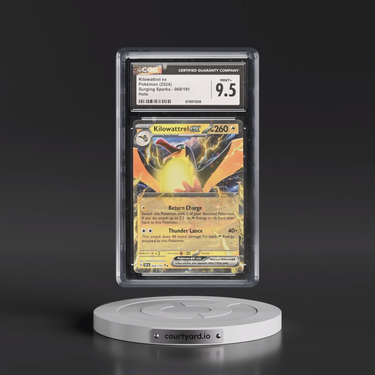 2024 Surging Sparks - SSP EN #068/191 Kilowattrel ex - Holo (CGC 9.5 MINT+)