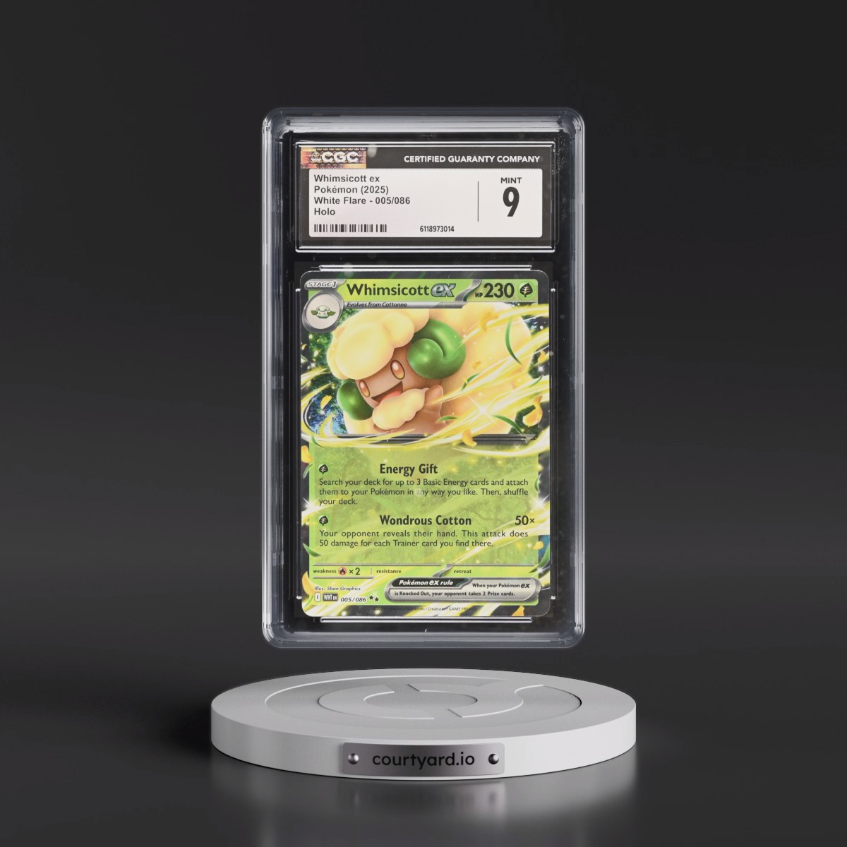 2025 White Flare - WHT EN #005/086 Whimsicott ex - Holo (CGC 9 MINT)