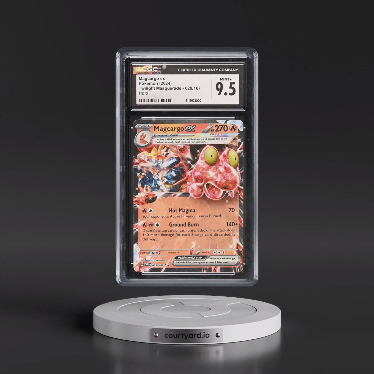 2024 Twilight Masquerade - TWM EN #029/167 Magcargo ex - Holo (CGC 9.5 MINT+)