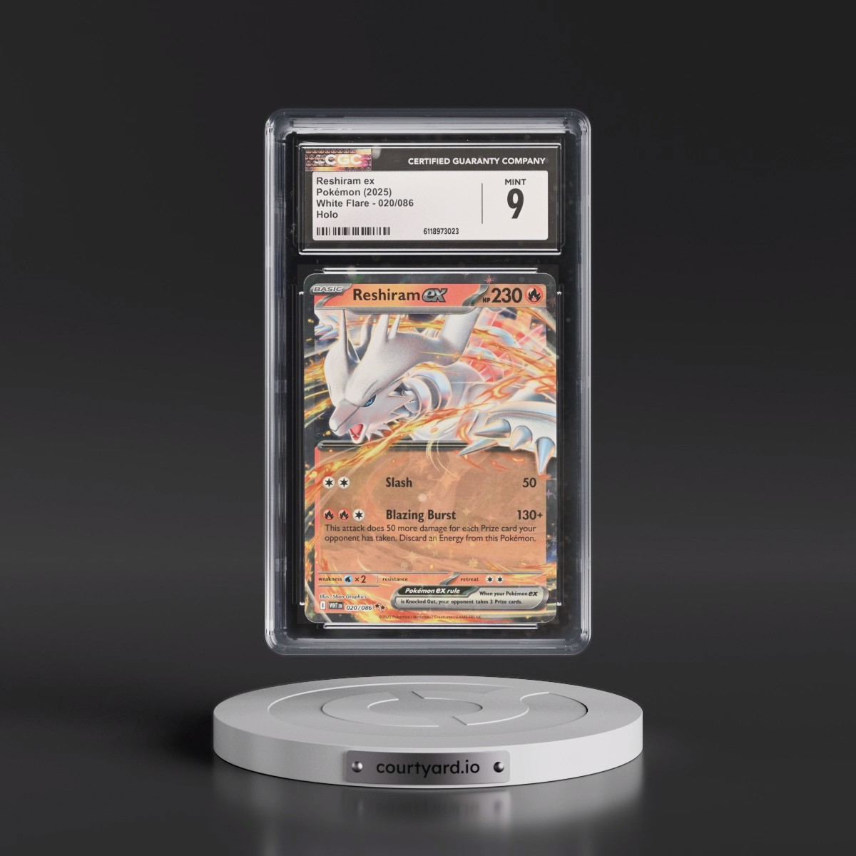 2025 White Flare - WHT EN #020/086 Reshiram ex - Holo (CGC 9 MINT)