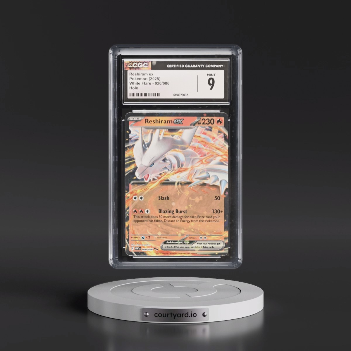 2025 White Flare - WHT EN #020/086 Reshiram ex - Holo (CGC 9 MINT)
