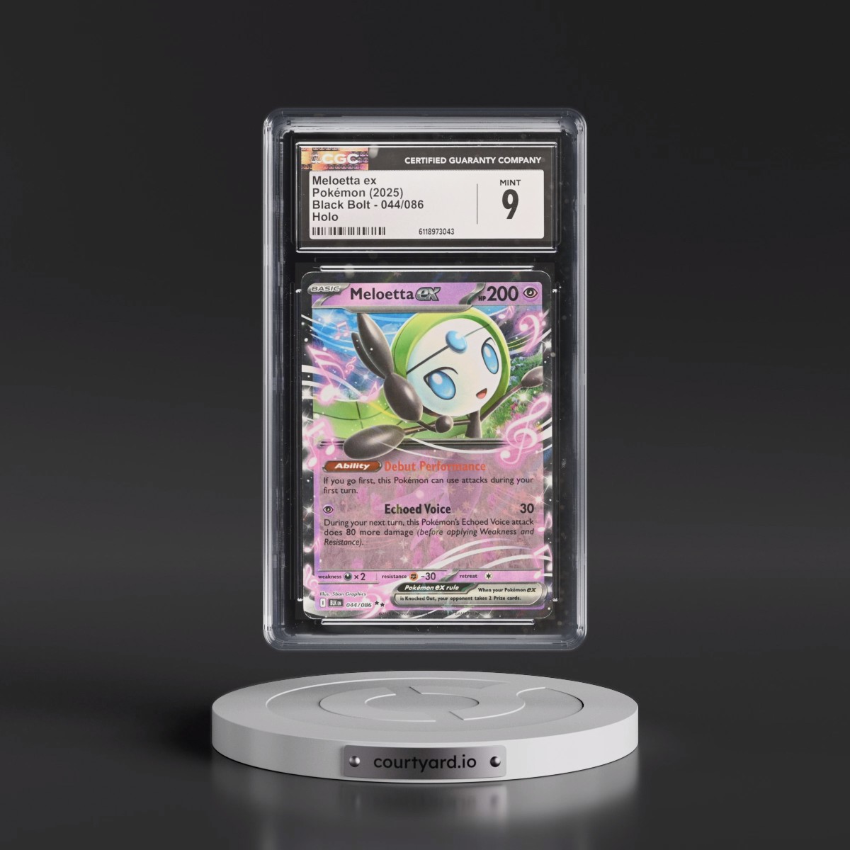 2025 Black Bolt - BLK EN #044/086 Meloetta ex - Holo (CGC 9 MINT)