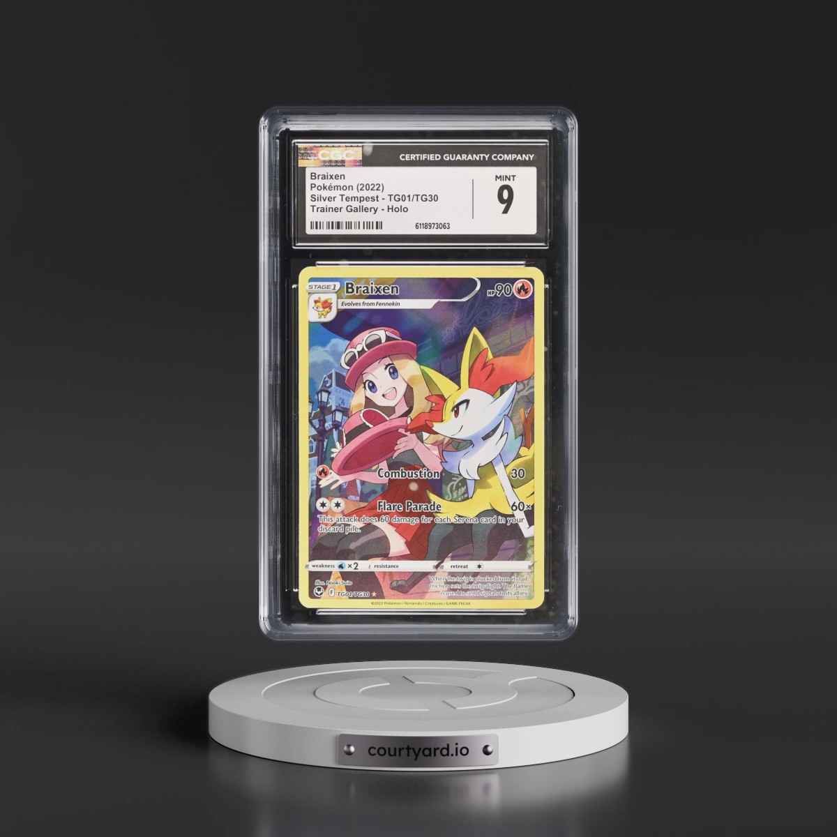 2022 Silver Tempest #TG01/TG30 Braixen - Trainer Gallery Holo (CGC 9 MINT)