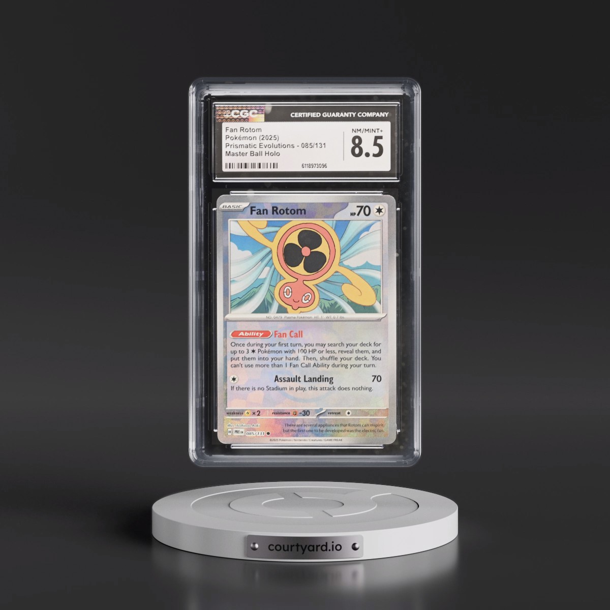 2024 Prismatic Evolutions - PRE EN #085/131 Fan Rotom - Master Ball Holo (CGC 8.5 NM-MT+)
