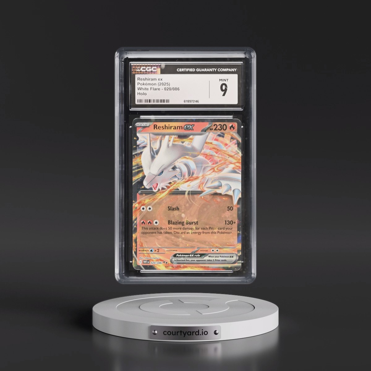 2025 White Flare - WHT EN #020/086 Reshiram ex - Holo (CGC 9 MINT)