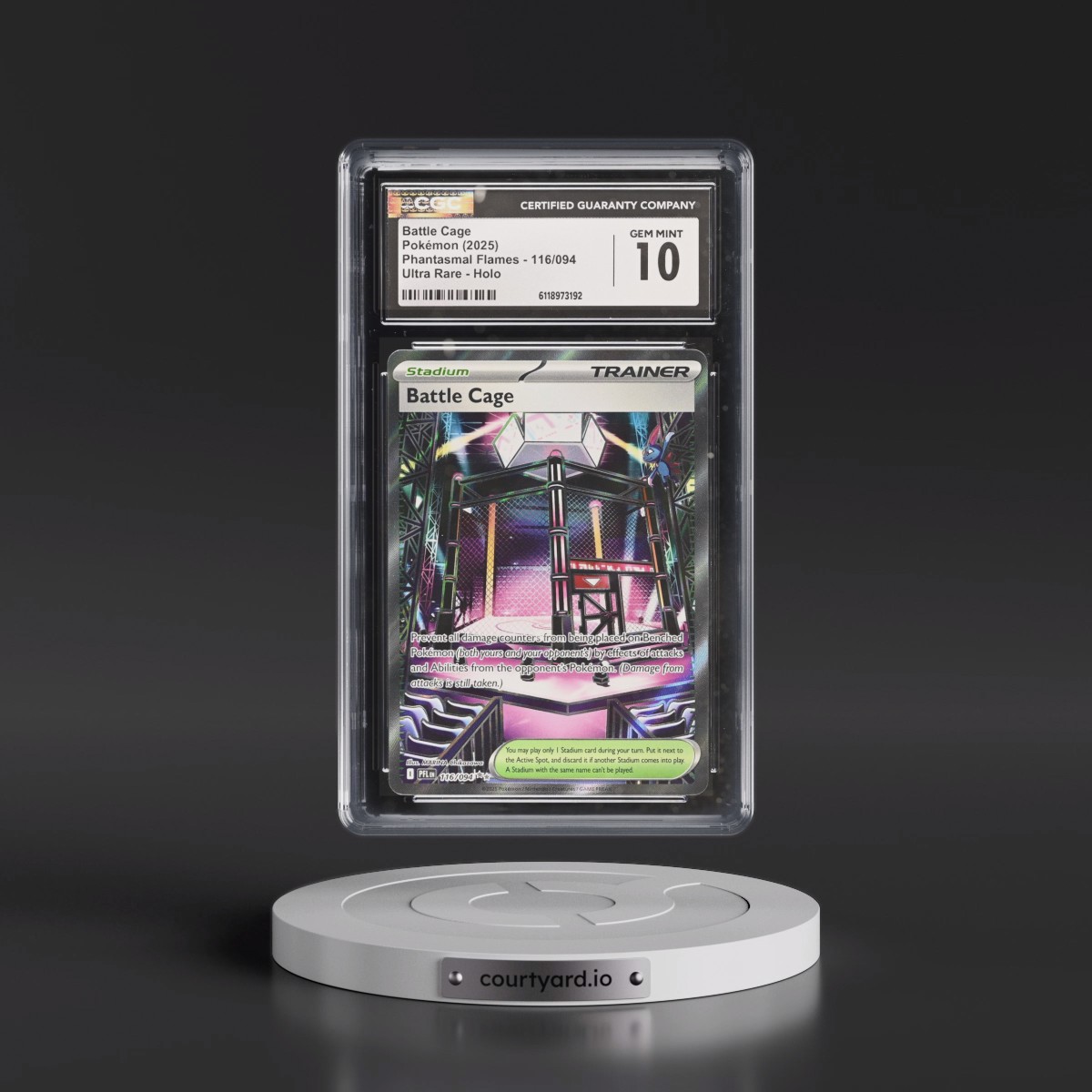2025 Phantasmal Flames - PFL EN #116/094 Battle Cage - Ultra Rare Holo (CGC 10 GEM MINT)