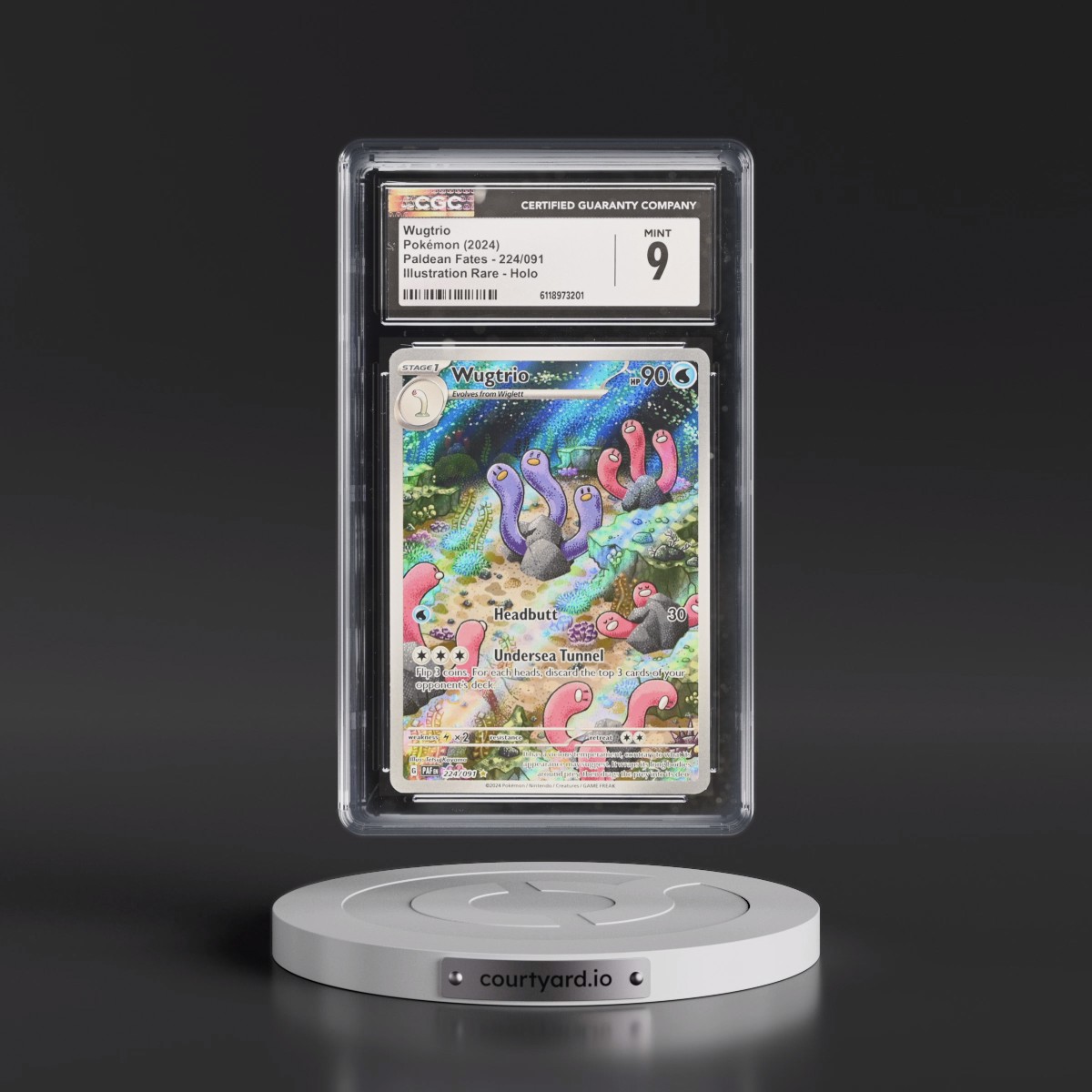 2024 Paldean Fates - PAF EN #224/091 Wugtrio - Illustration Rare Holo (CGC 9 MINT)