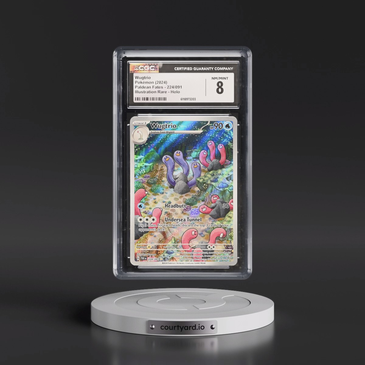 2024 Paldean Fates - PAF EN #224/091 Wugtrio - Illustration Rare Holo (CGC 8 NM-MT)