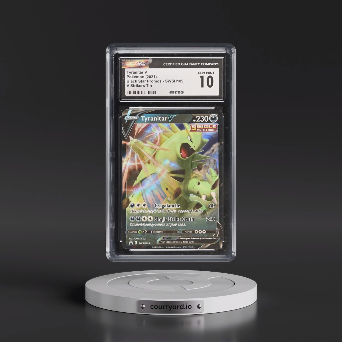 2017 Black Star Promos - Sword & Shield #SWSH109 Tyranitar V - Holo V Strikers Tin (CGC 10 GEM MINT)