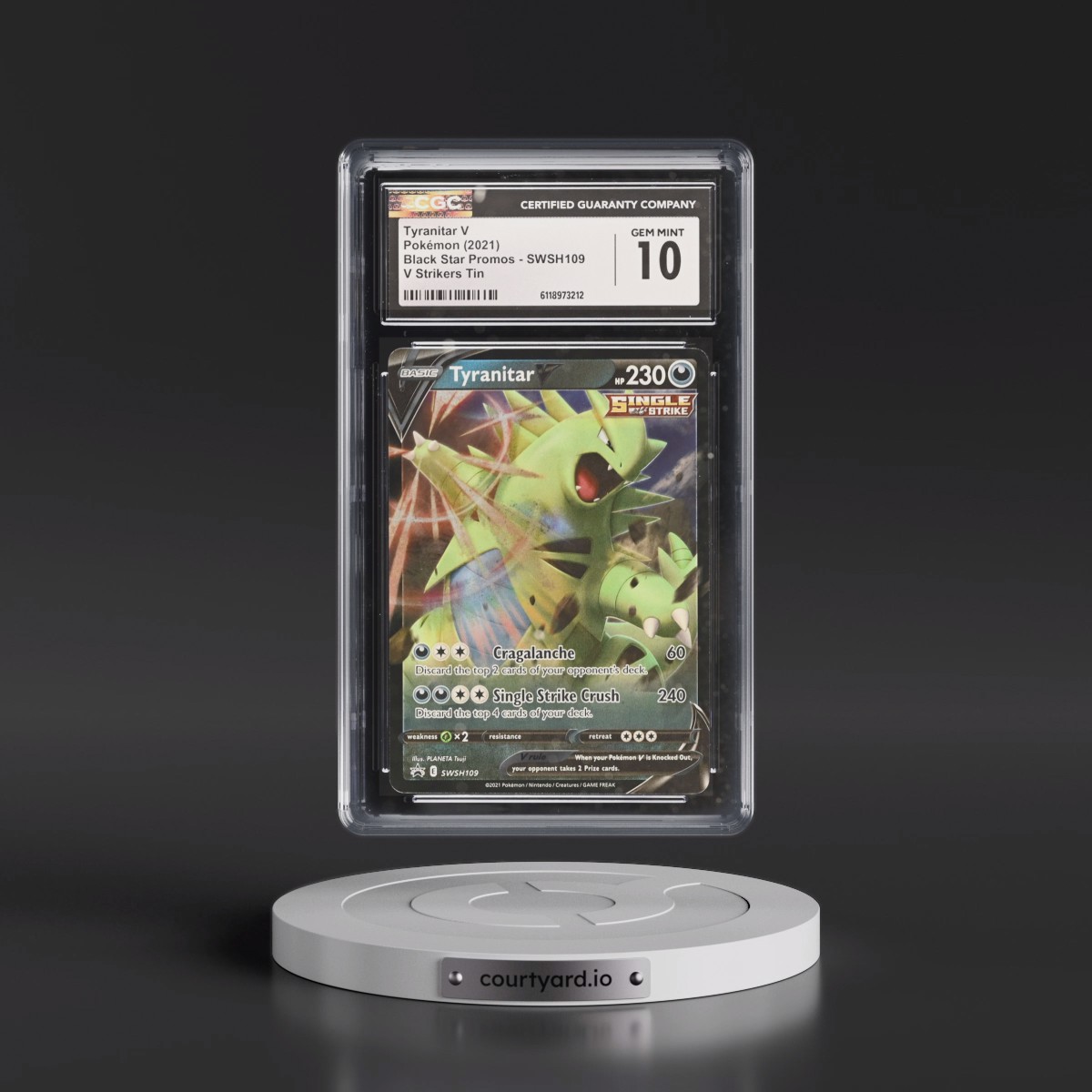 2017 Black Star Promos - Sword & Shield #SWSH109 Tyranitar V - Holo V Strikers Tin (CGC 10 GEM MINT)