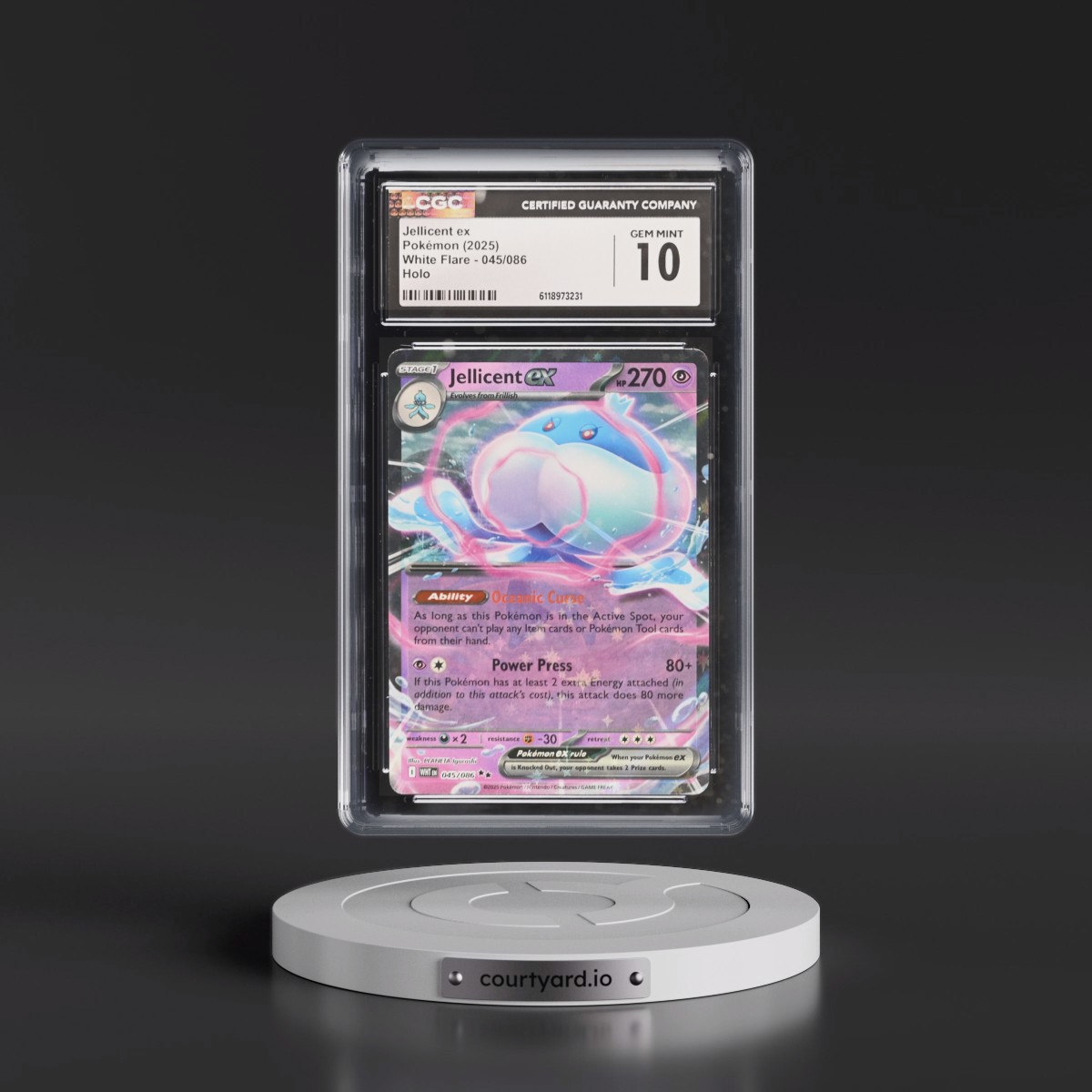2025 White Flare - WHT EN #045/086 Jellicent ex - Holo (CGC 10 GEM MINT)