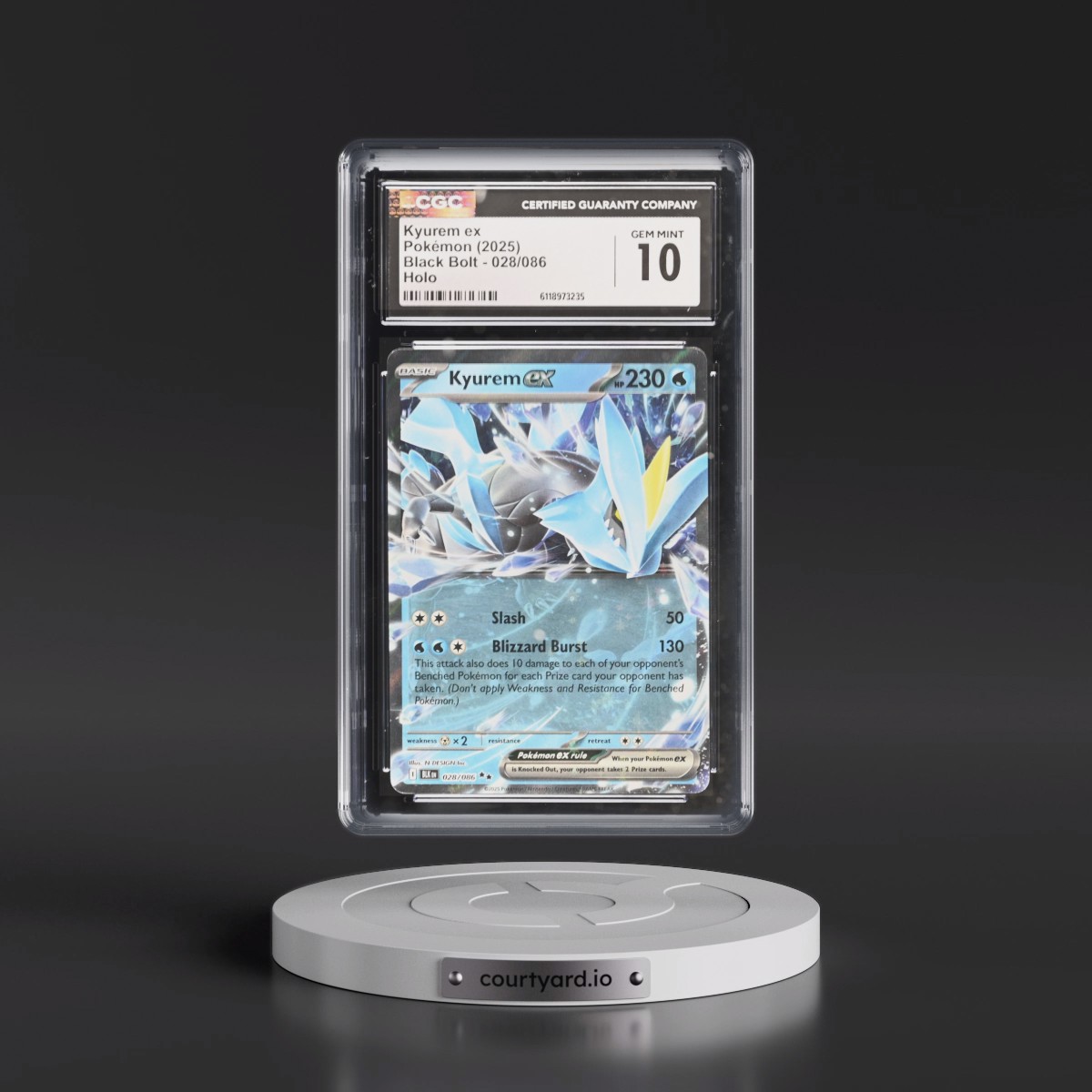 2025 Black Bolt - BLK EN #028/086 Kyurem ex - Holo (CGC 10 GEM MINT)