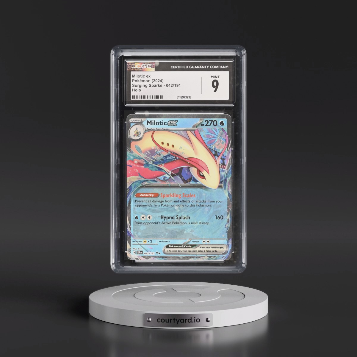 2024 Surging Sparks - SSP EN #042/191 Milotic ex - Holo (CGC 9 MINT)