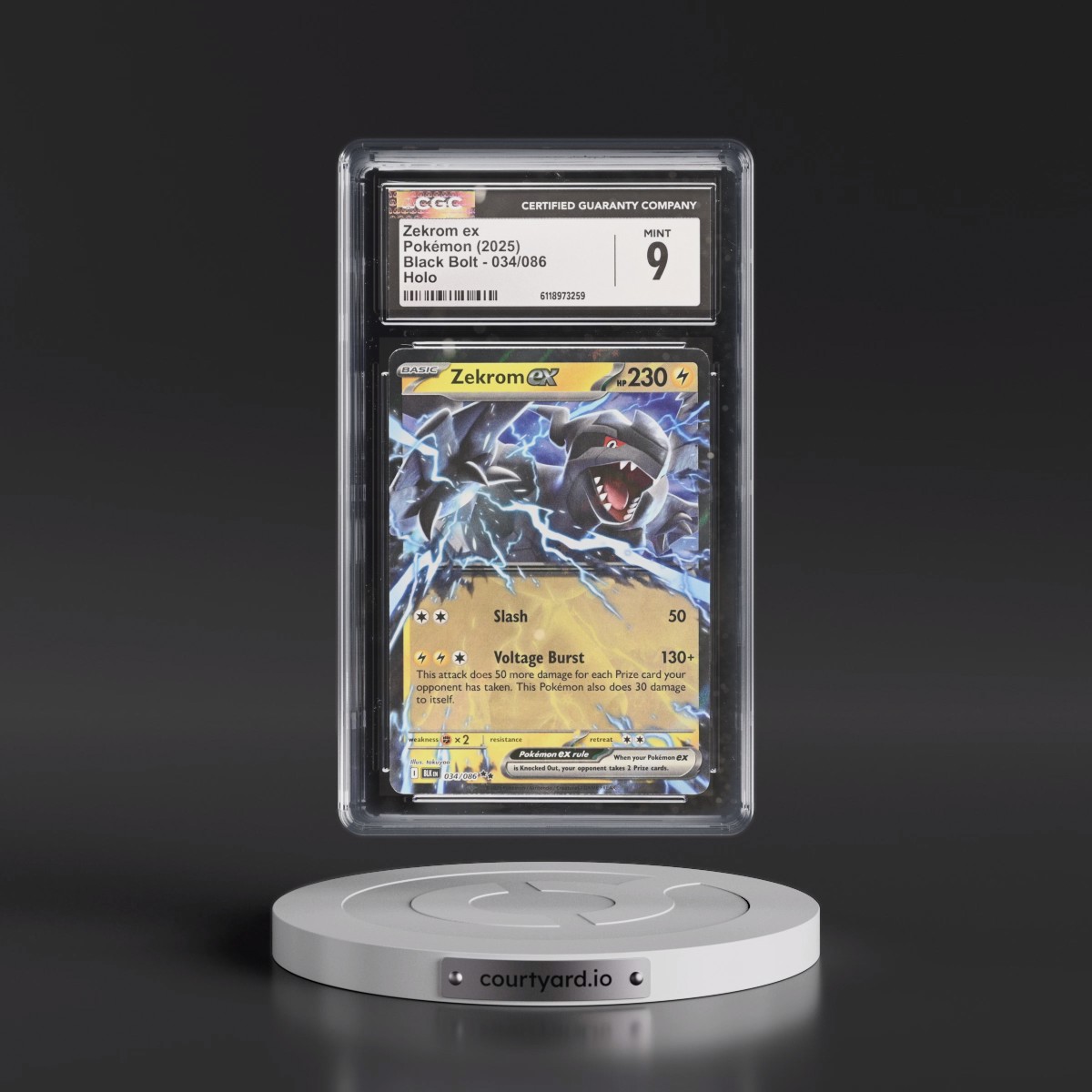 2025 Black Bolt - BLK EN #034/086 Zekrom ex - Holo (CGC 9 MINT)