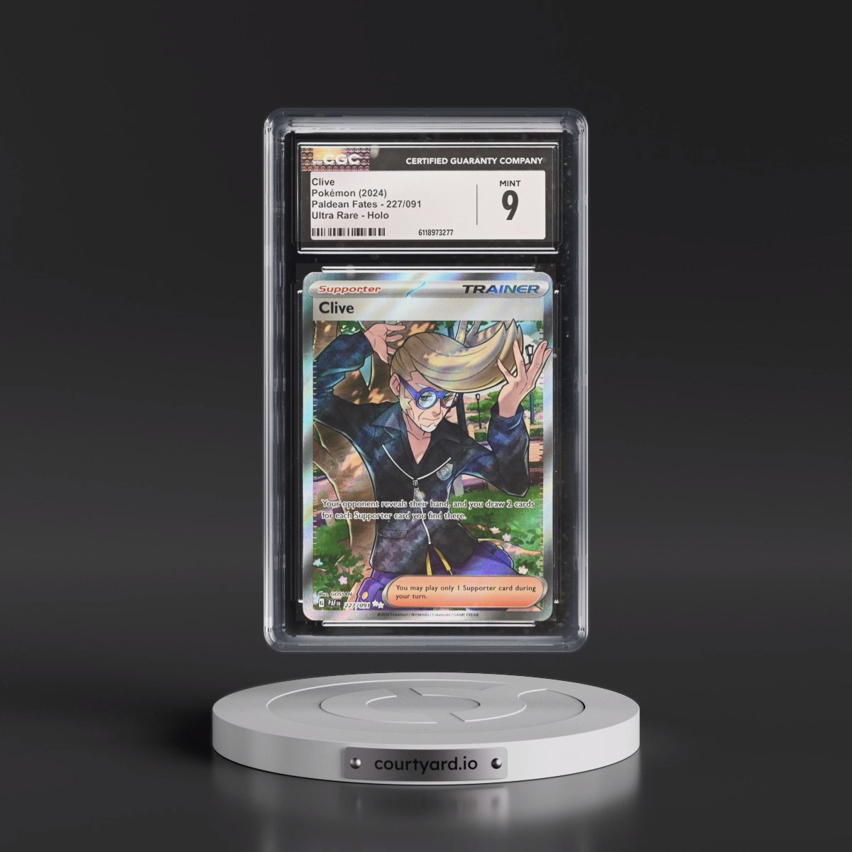 2024 Paldean Fates - PAF EN #227/091 Clive - Ultra Rare Holo (CGC 9 MINT)