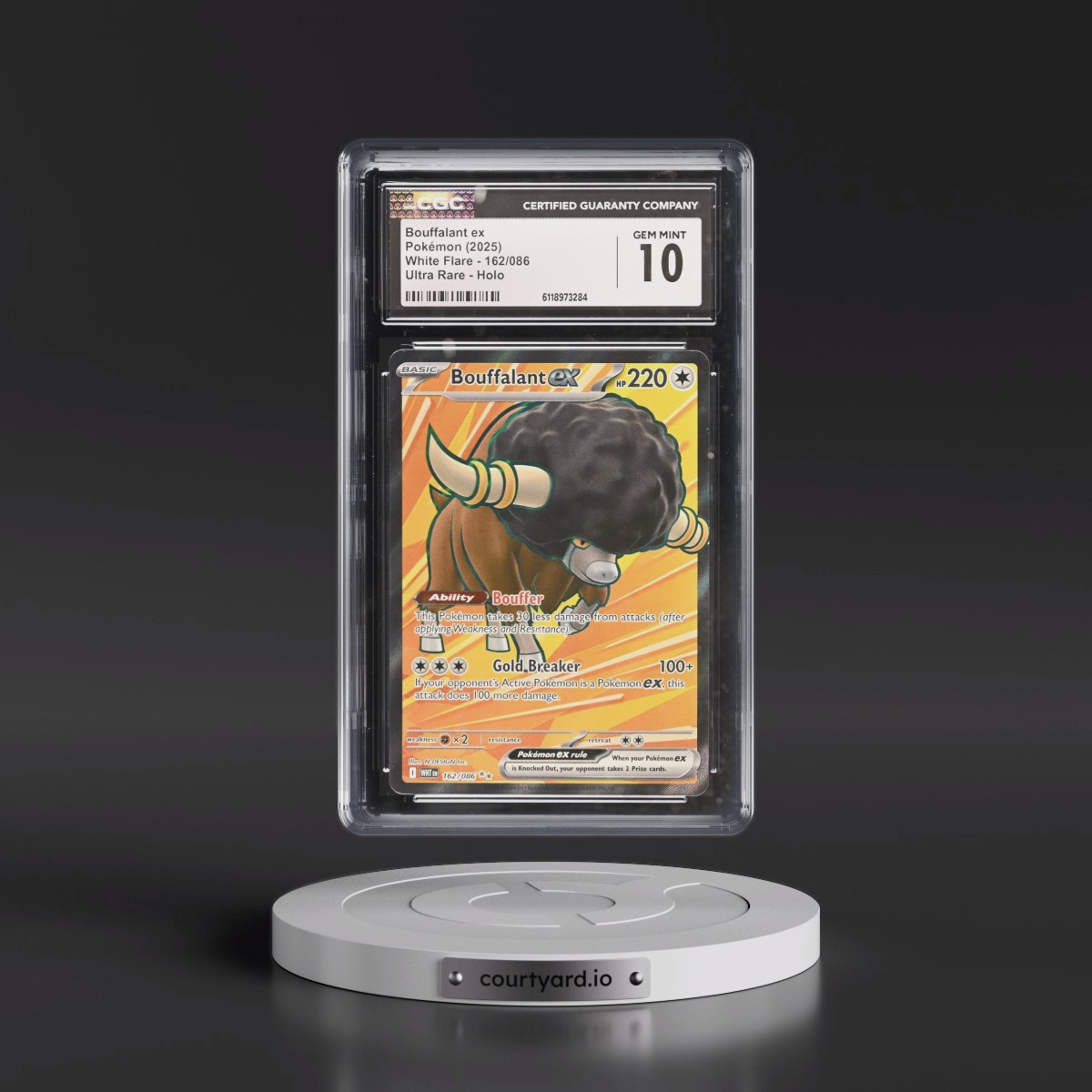 2025 White Flare - WHT EN #162/086 Bouffalant ex - Ultra Rare Holo (CGC 10 GEM MINT)