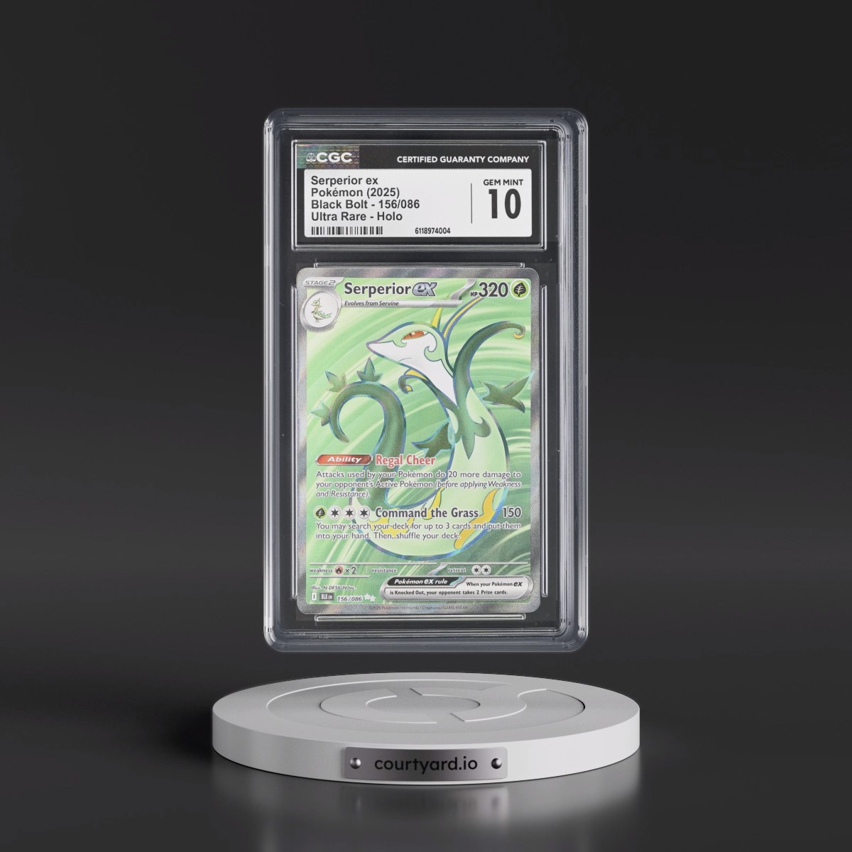 2025 Black Bolt - BLK EN #156/086 Serperior ex - Ultra Rare Holo (CGC 10 GEM MINT)