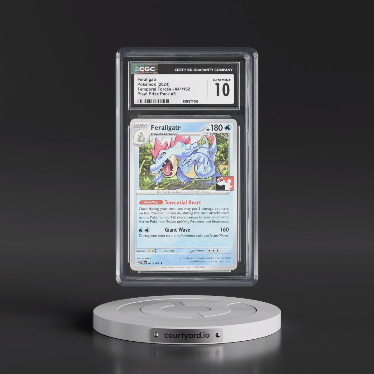 2023 Temporal Forces - TEF EN #041/162 Feraligatr - Play! Pokémon Prize Pack #5 (CGC 10 GEM MINT)