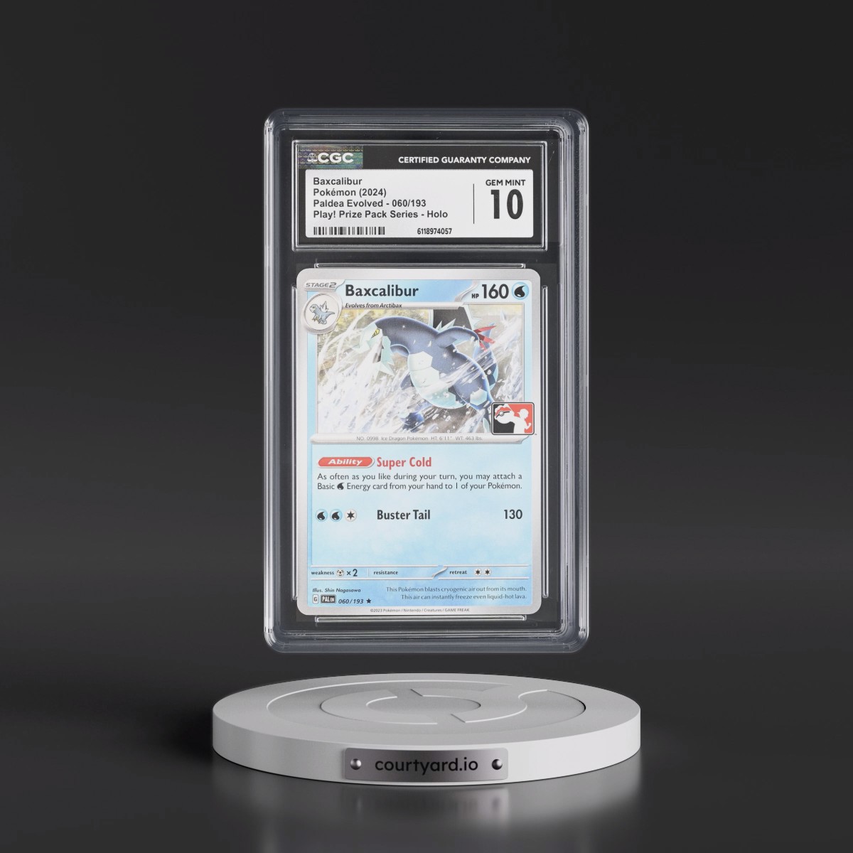 2023 Paldea Evolved - PAL EN #060/193 Baxcalibur - Play! Pokémon Prize Pack Series (Cosmos Holo) Holo (CGC 10 GEM MINT)