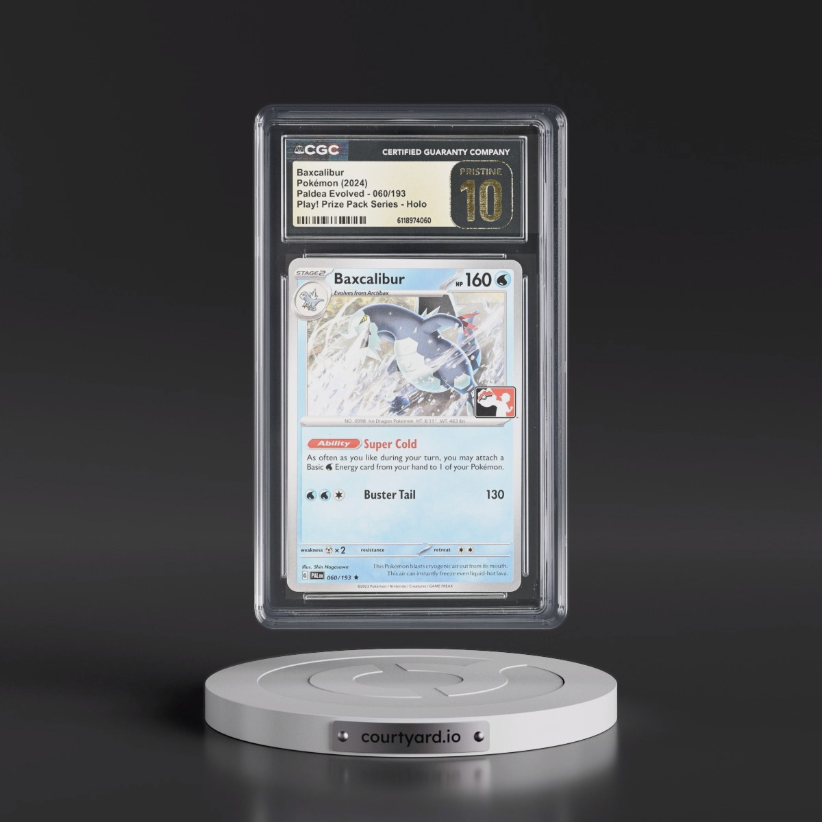 2023 Paldea Evolved - PAL EN #060/193 Baxcalibur - Play! Pokémon Prize Pack Series (Cosmos Holo) Holo (CGC 10 PRISTINE)