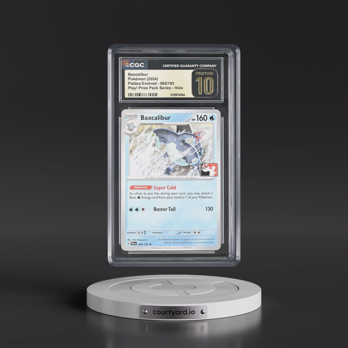 2023 Paldea Evolved - PAL EN #060/193 Baxcalibur - Play! Pokémon Prize Pack Series (Cosmos Holo) Holo (CGC 10 PRISTINE)