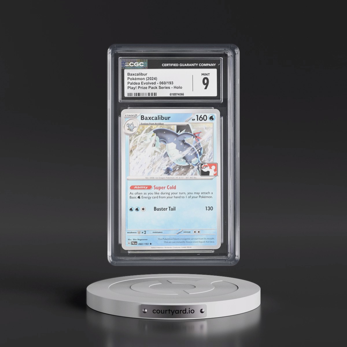 2023 Paldea Evolved - PAL EN #060/193 Baxcalibur - Play! Pokémon Prize Pack Series (Cosmos Holo) Holo (CGC 9 MINT)