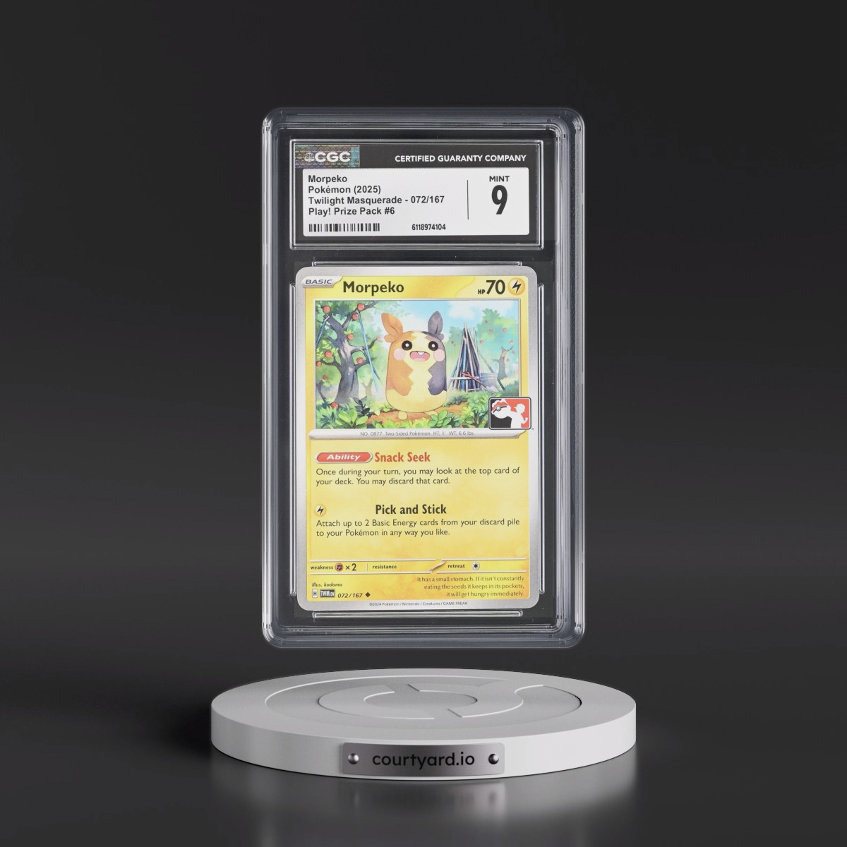 2024 Twilight Masquerade - TWM EN #072/167 Morpeko - Play! Pokémon Prize Pack #6 (CGC 9 MINT)