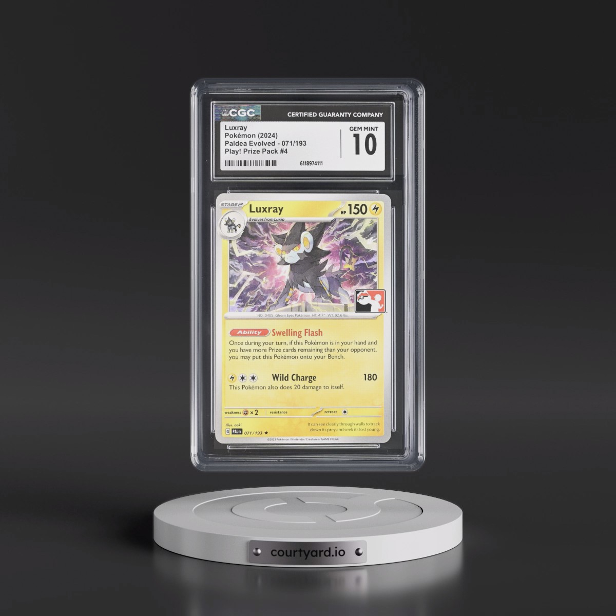 2023 Paldea Evolved - PAL EN #071/193 Luxray - Play! Pokémon Prize Pack #4 (CGC 10 GEM MINT)