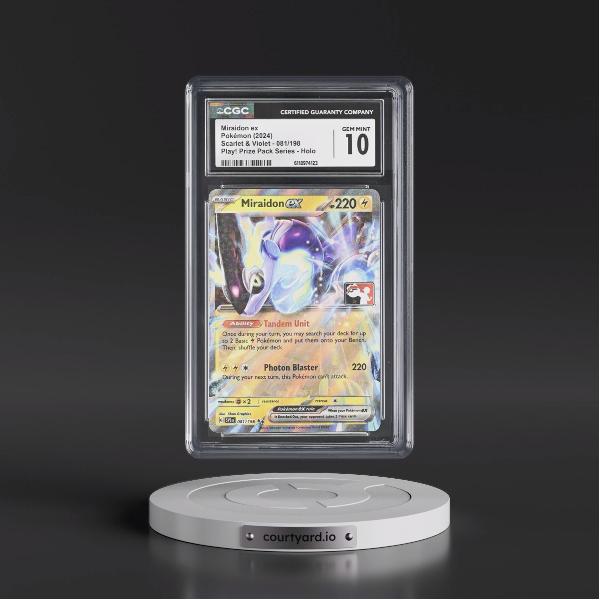2023 Scarlet & Violet #081/198 Miraidon ex - Play! Pokémon Prize Pack Series Holo (CGC 10 GEM MINT)