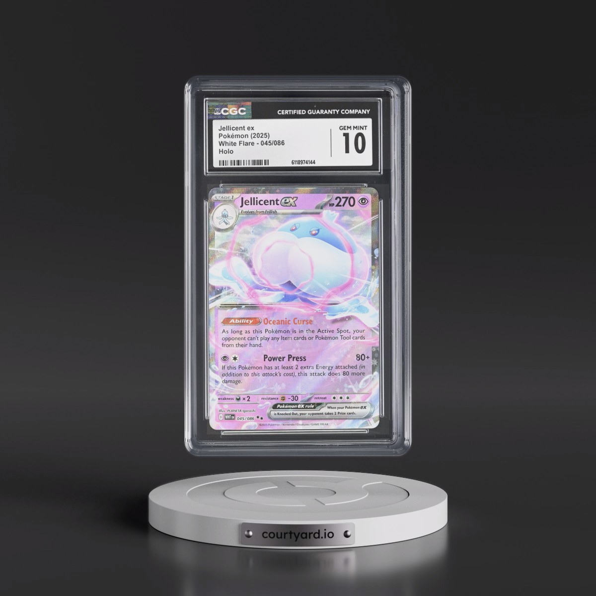 2025 White Flare - WHT EN #045/086 Jellicent ex - Holo (CGC 10 GEM MINT)