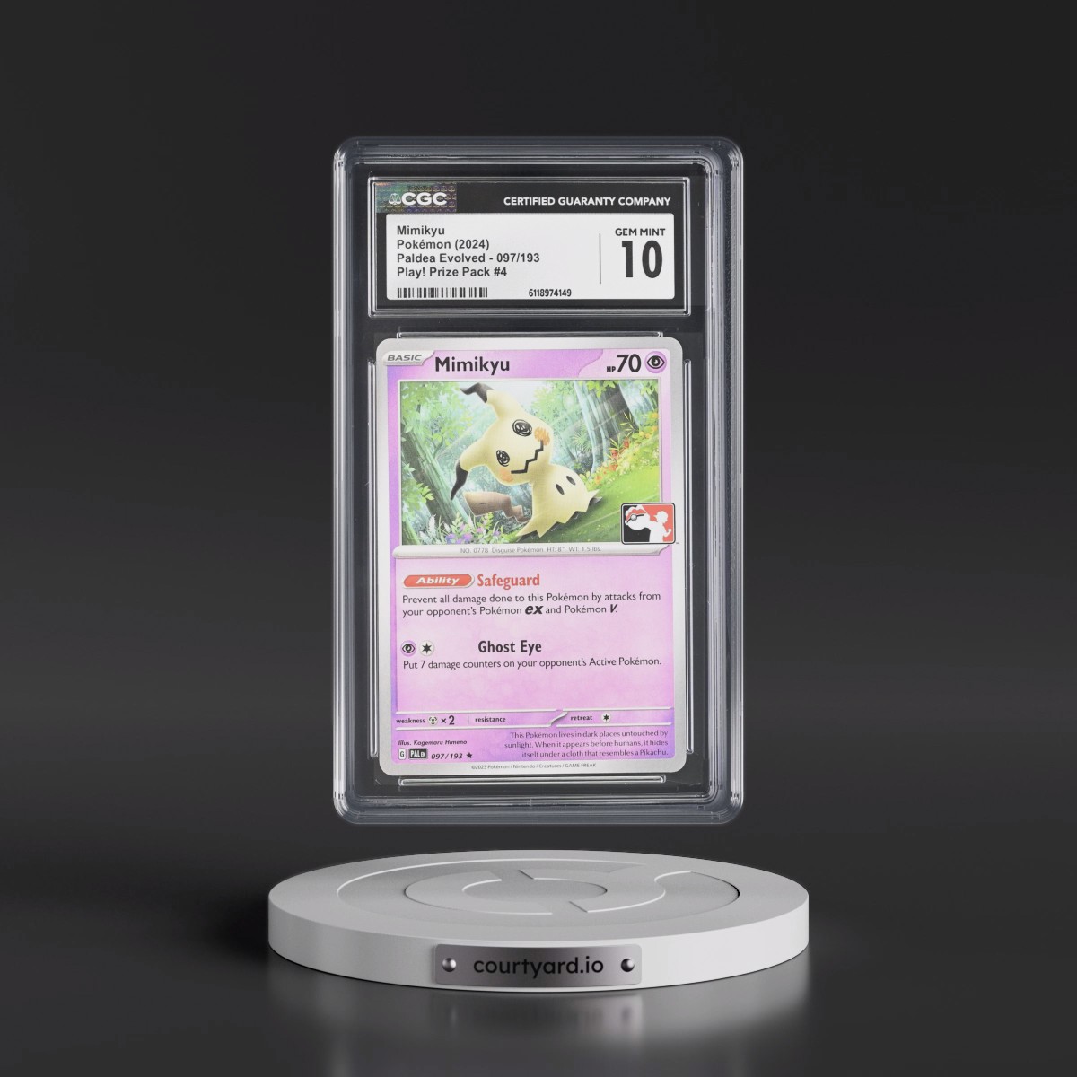 2023 Paldea Evolved - PAL EN #097/193 Mimikyu - Play! Pokémon Prize Pack #4 (CGC 10 GEM MINT)