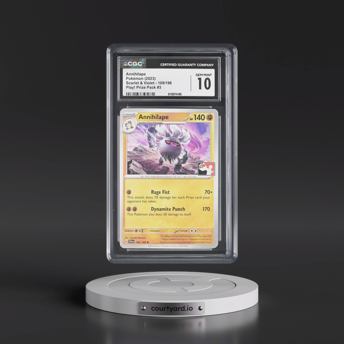 2023 Scarlet & Violet #109/198 Annihilape - Play! Pokémon Prize Pack #3 (CGC 10 GEM MINT)