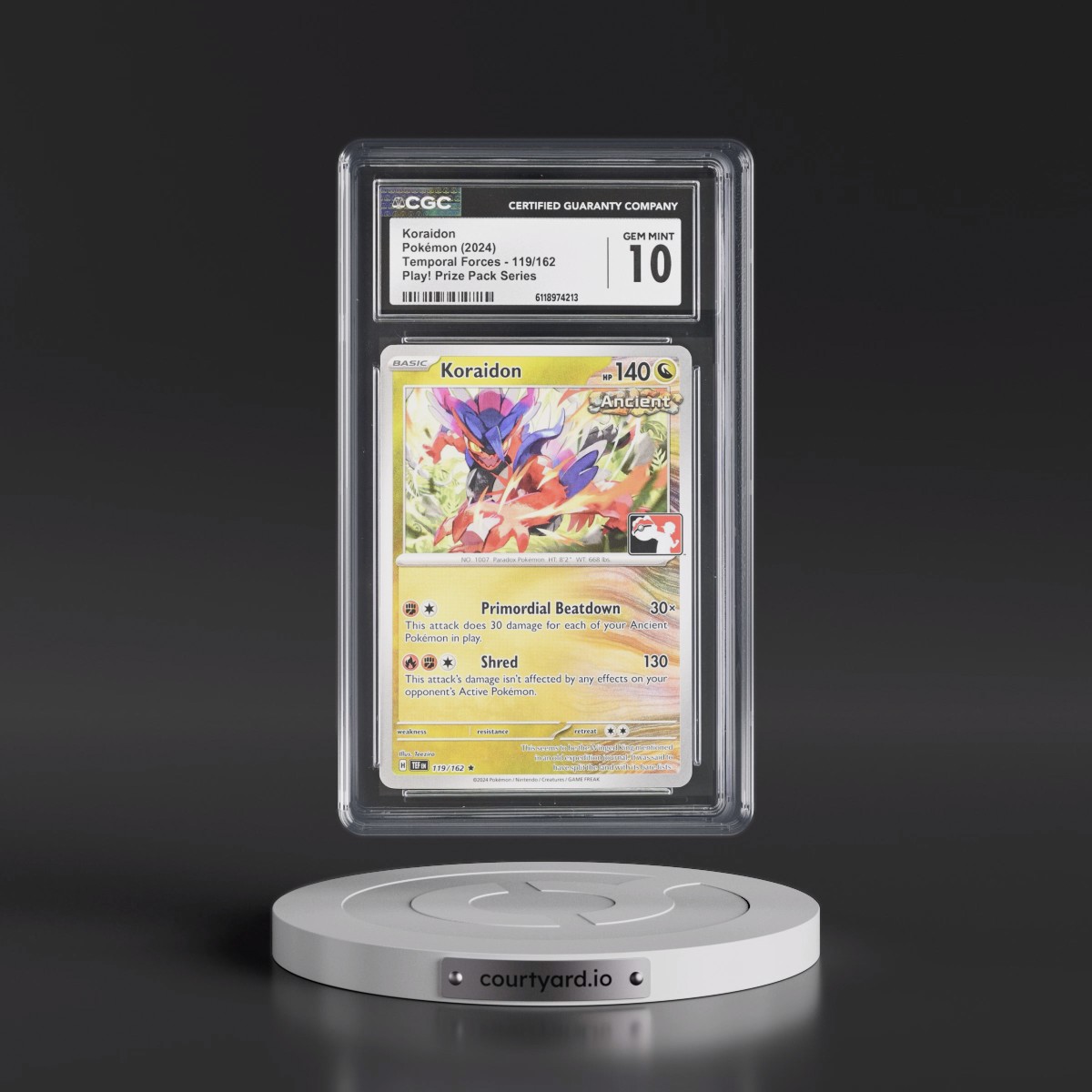 2023 Temporal Forces - TEF EN #119/162 Koraidon - Play! Pokémon Prize Pack Series (CGC 10 GEM MINT)