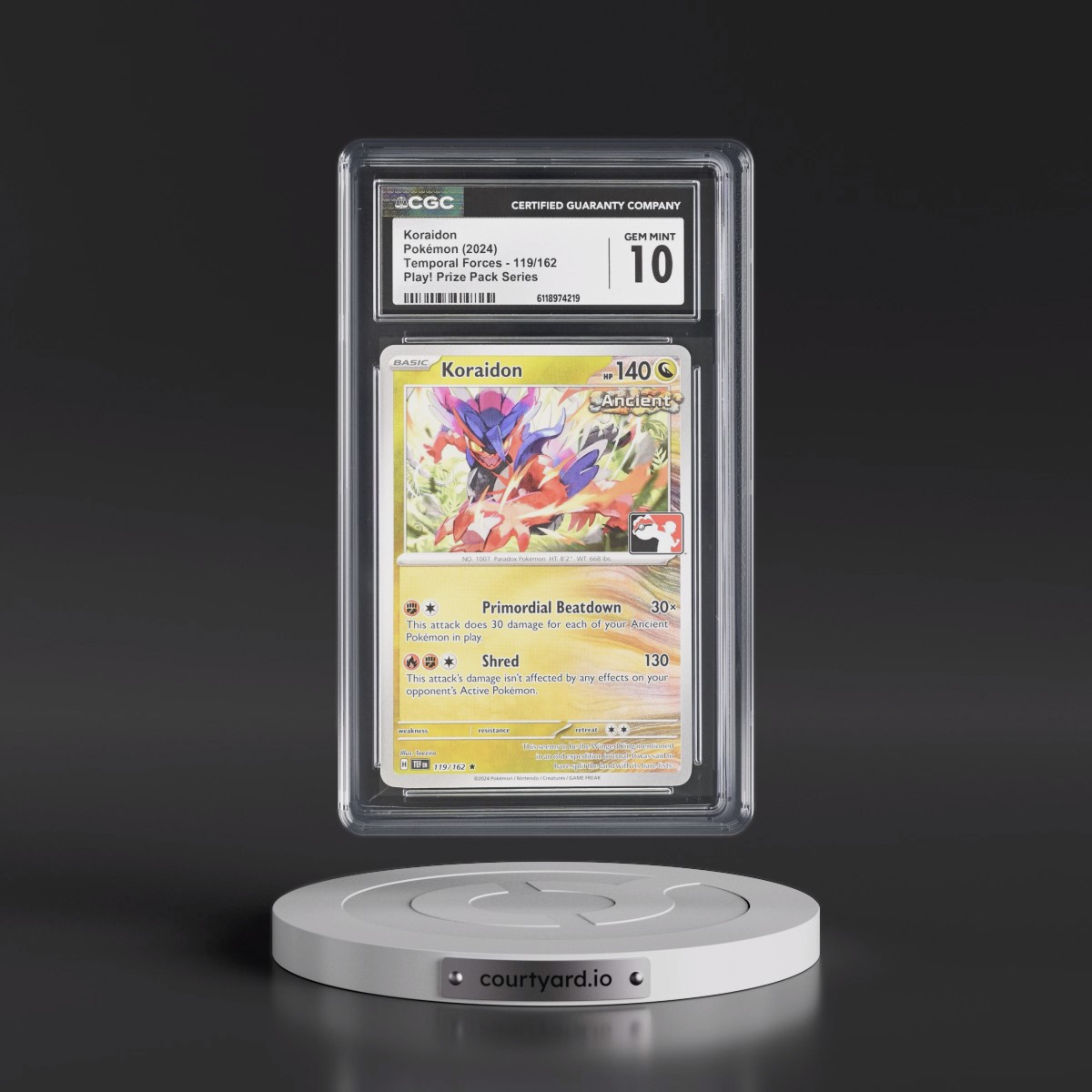 2023 Temporal Forces - TEF EN #119/162 Koraidon - Play! Pokémon Prize Pack Series (CGC 10 GEM MINT)