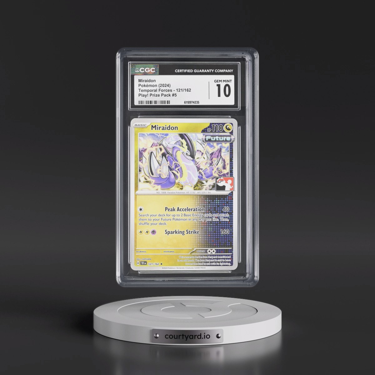 2023 Temporal Forces - TEF EN #121/162 Miraidon - Play! Pokémon Prize Pack #5 (Non-Holo) (CGC 10 GEM MINT)