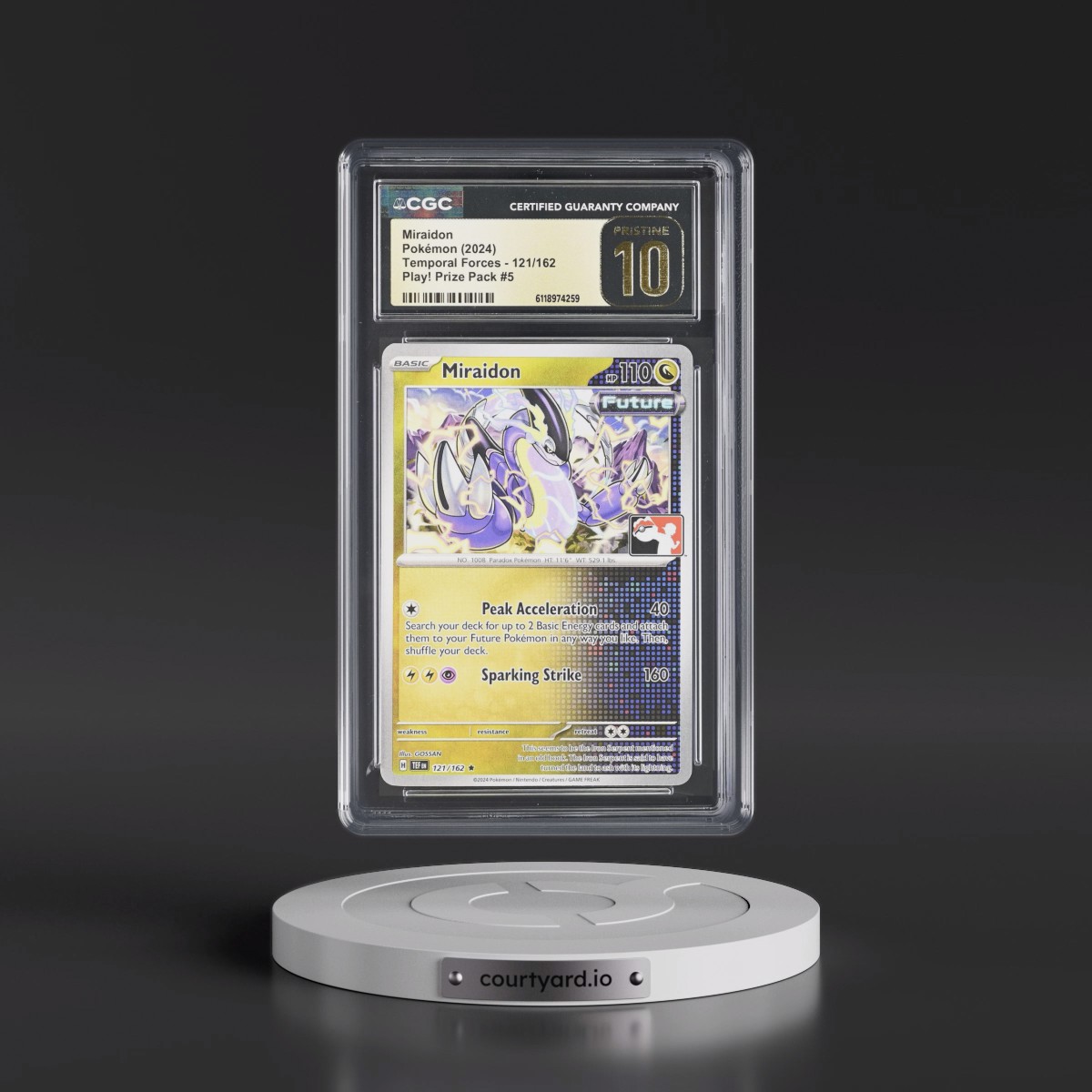 2023 Temporal Forces - TEF EN #121/162 Miraidon - Play! Pokémon Prize Pack #5 (Non-Holo) (CGC 10 PRISTINE)