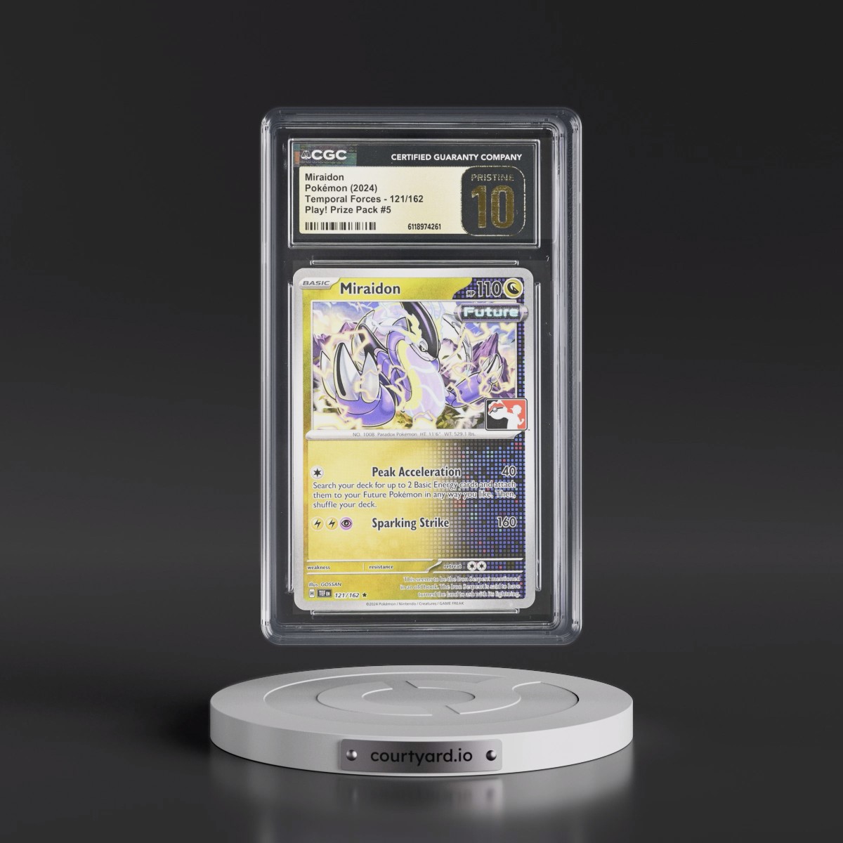 2023 Temporal Forces - TEF EN #121/162 Miraidon - Play! Pokémon Prize Pack #5 (Non-Holo) (CGC 10 PRISTINE)