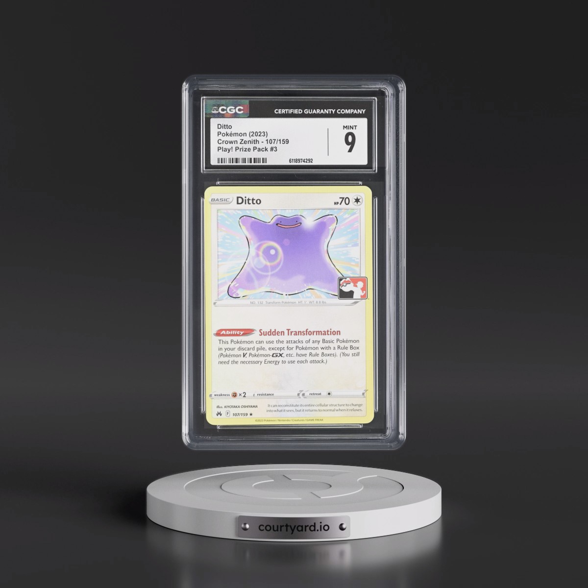 2023 Crown Zenith #107/159 Ditto - Play! Pokémon Prize Pack #3 (CGC 9 MINT)